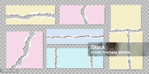 Half Rounded Paper Colored Torn Half Pieces Paper Set Stock Illustration - Download Image ...