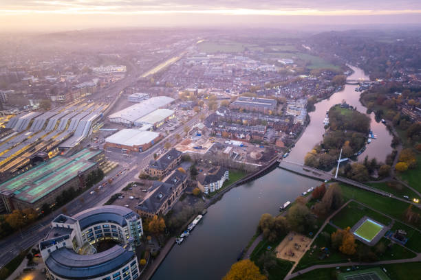 istock aerial viewof Winter Reading Downtown, Berkshire England 2184050241