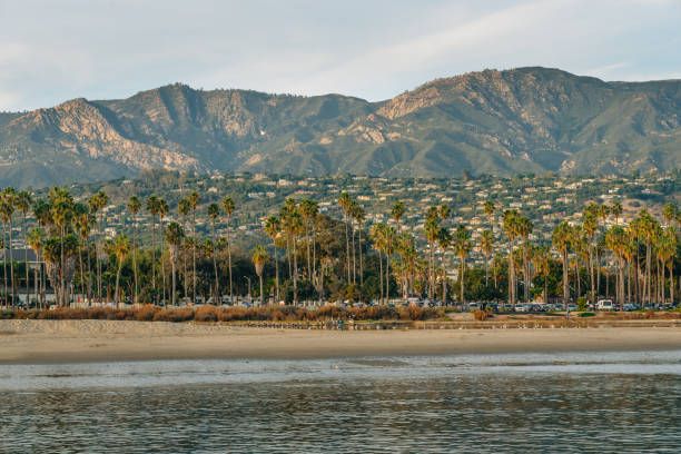 istock Santa Barbara beach, moutains, palm trees, and a beautiful sky 2184052103