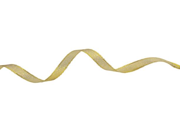 Gold ribbon curly scroll isolated on white background with clipping path for Christmas, birthday and wedding card