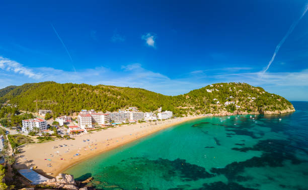 istock Ibiza, Balearics, Spain - Cala de San Vincente or Sant Vincent, bay with beach 2184064192