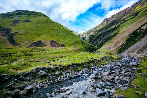 Aerial view of The Grey Mare's Tail, a waterfall near Moffat, Scotland