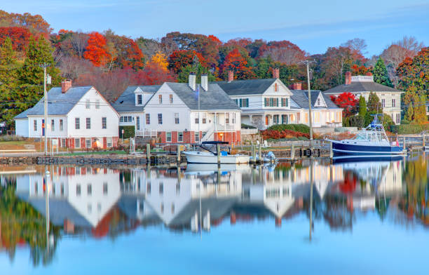 Autumn in Mystic, Connecticut stock photo