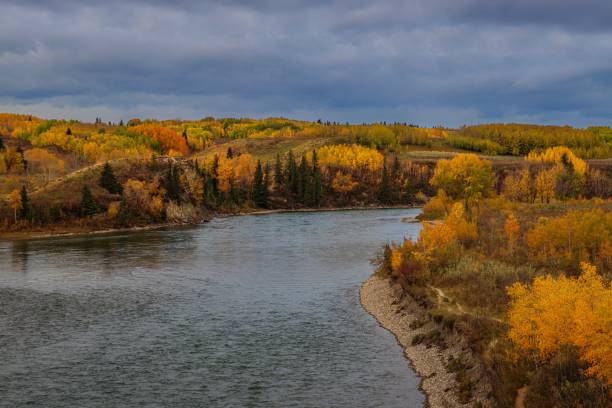 istock Moody Clouds Over An Autumn River Valley 2184076859