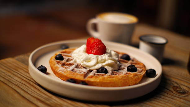 Free Stock Photo of A waffle with berries and whipped cream | Download ...