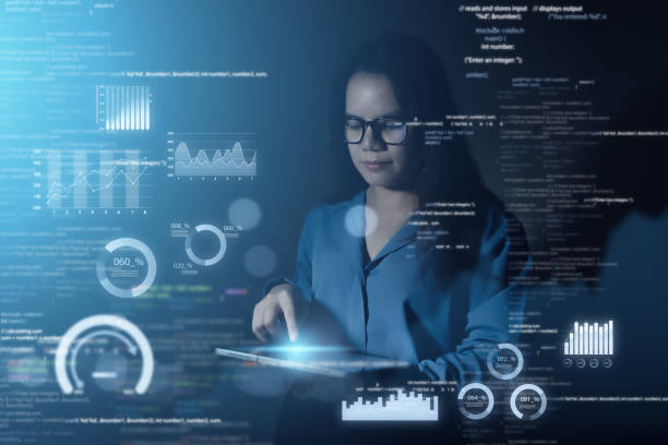 istock Digital, analytics and women's business working with big data Digital transformation with future technology 2184091018