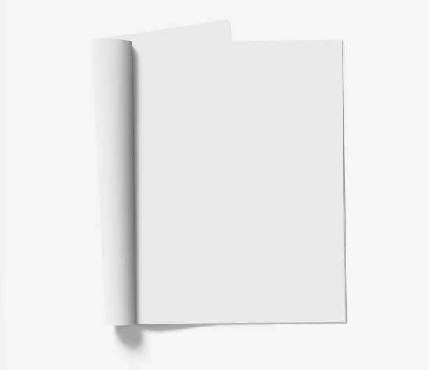 blank white magazine BOOK open on white background 3d illustration, 3d rendering mockup