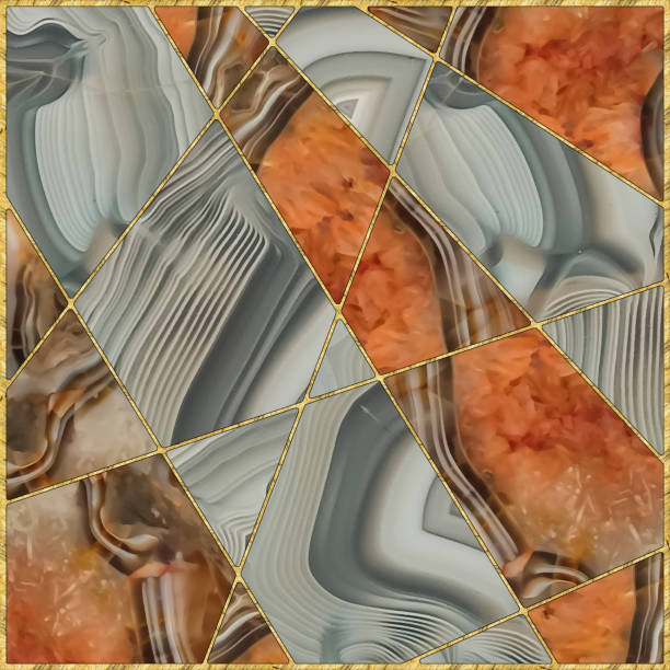 istock Tracery mosaic, inlay. Grid. Illustration in stained glass style. Art deco background. Tile surface. For wallpaper, wrapping. Print for T-shirts, linens, textile. Stone texture. Agate 2184096590