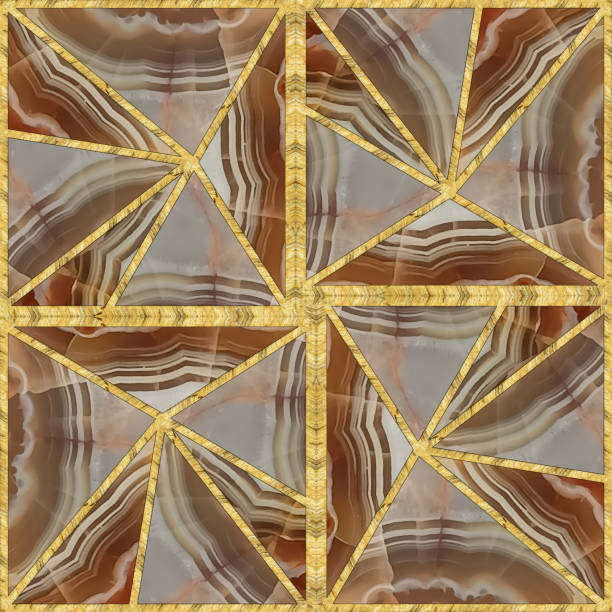 istock Tracery mosaic, inlay. Grid. Illustration in stained glass style. Art deco background. Tile surface. For wallpaper, wrapping. Print for T-shirts, linens, textile. Stone texture. Agate 2184096598