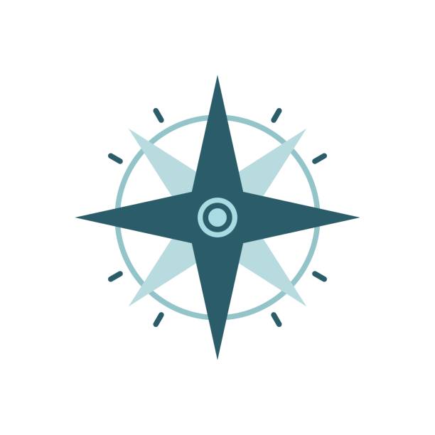 compass icon in flat style. navigation equipment vector illustration on isolated background. geographical position sign business concept. - zirkel stock-grafiken, -clipart, -cartoons und -symbole