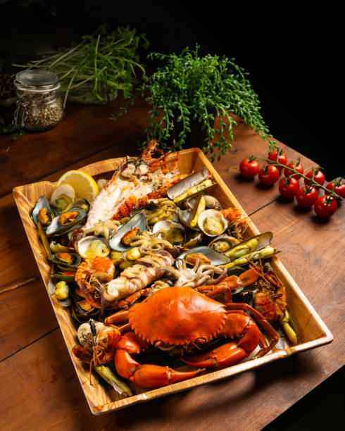 istock Mixed seafood platter, grilled and boiled 2184099413