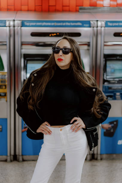 istock tylish Woman at the Metro Station Posing Gracefully While Using an ATM Machine 2184100696