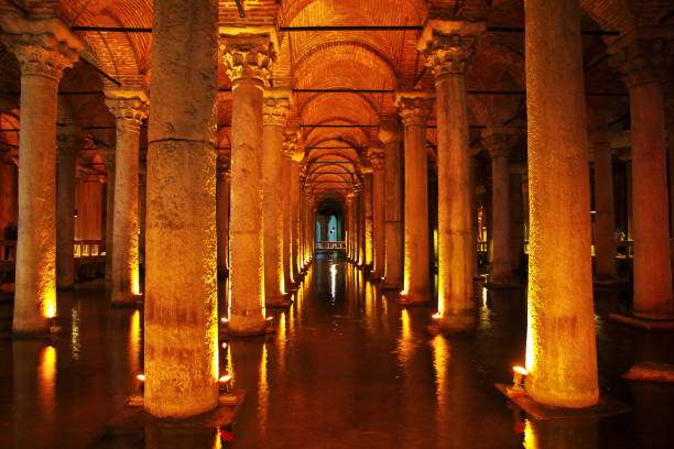 The Basilica Cistern, an ancient underground water reservoir in Istanbul, Turkey.
