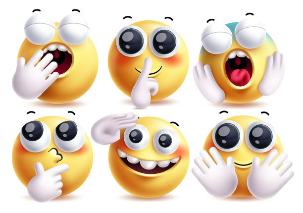 istock Emoji hands vector characters set. Emojis hand gesture, thinking, salute and waving pose 2184101677