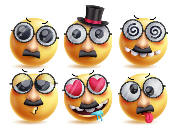 istock Old man emoji vector characters set. Emojis clip art with mascot wearing mustache and sunglasses in serious, dizzy, funny, kiss, 2184101767
