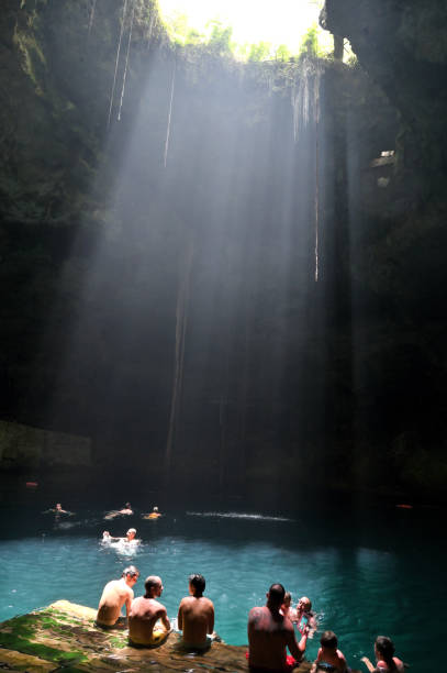 Yucatan, Mexico - july 18 ,2023 : The Ik Kil Cenote near Chichen Itza at the Yucatan Peninsula in Mexico