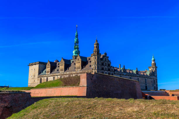 Helsingor, Denmark  - March 26, 2022: View of Kronborg Castle in Helsingor (Elsinore), Denmark