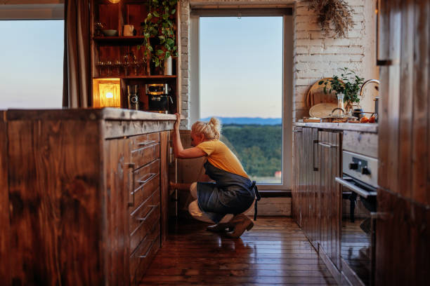 istock Senior Caucasian woman in kitchen. 2184106279