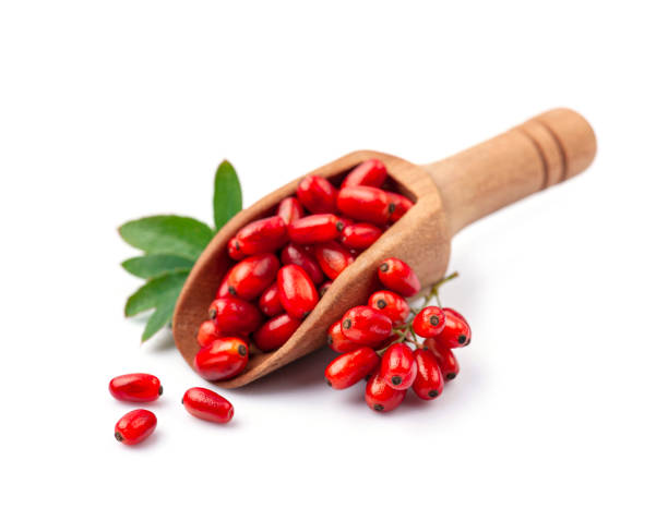 istock Fresh organic barberry in wooden spoon 2184109001