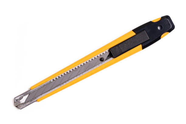 istock Yellow cutter knife on white background. 2184110505