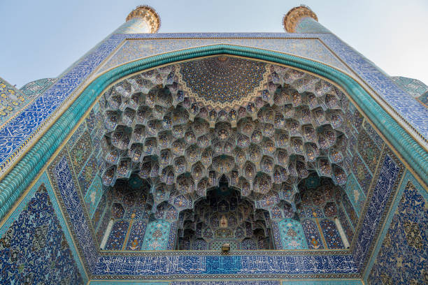 istock Imam Mosque, a blue and white tiled ceiling in a building, Isfahan, Iran 2184110834