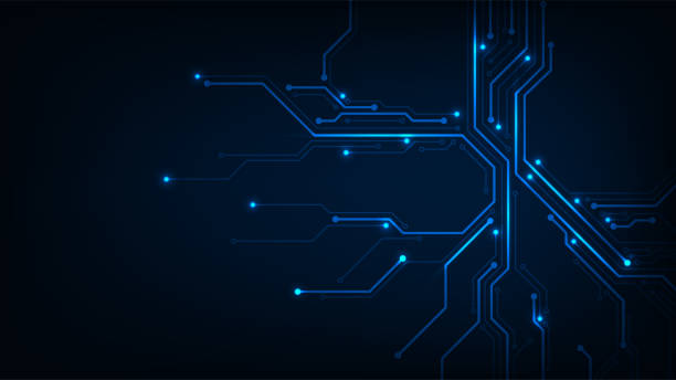 Abstract futurisit circuit board technology with blue light background. Abstract futurisit circuit board technology with blue light background. electric circuit symbols stock illustrations