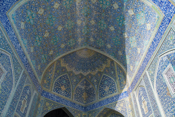 istock Imam Mosque, a blue and white tiled ceiling in a building, Isfahan, Iran 2184113701