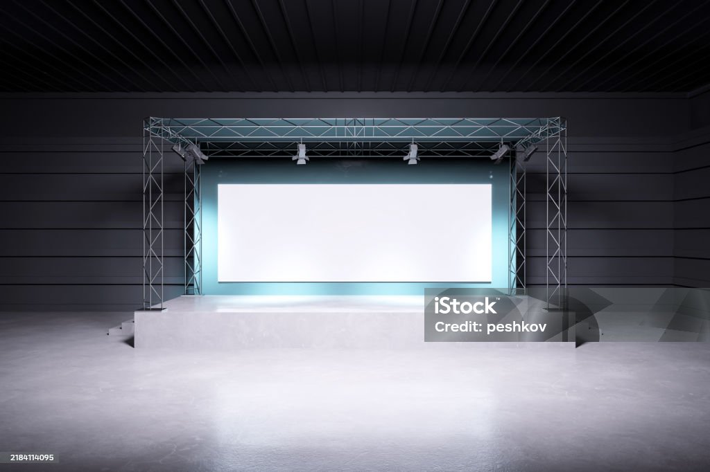 Exhibit Stage Modern Exhibition Stage Setup With Large Screen And Truss Structure 3d ...