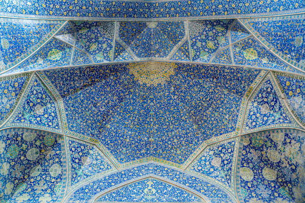 istock Imam Mosque, a blue and white tiled ceiling in a building, Isfahan, Iran 2184114142