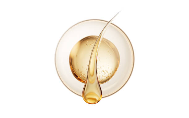 Hair and transparent golden bubbles, 3d rendering. 3D illustration.