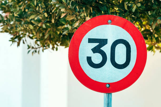 istock 30 kmph speed limit sign in Greece 2184117995