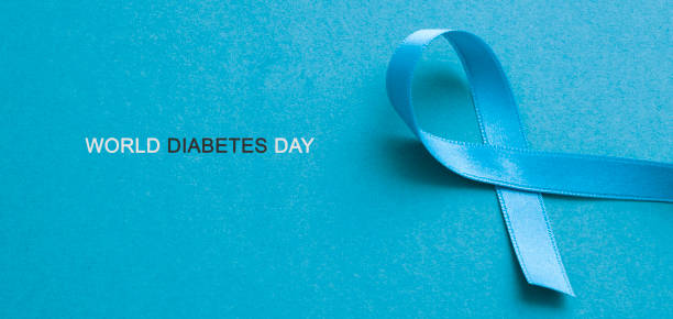 istock awareness ribbon and text world diabetes day 2184118576