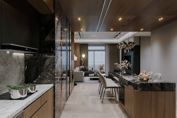 istock Luxury Open-Concept Kitchen and Living Room with Modern Interior Design 2184119185