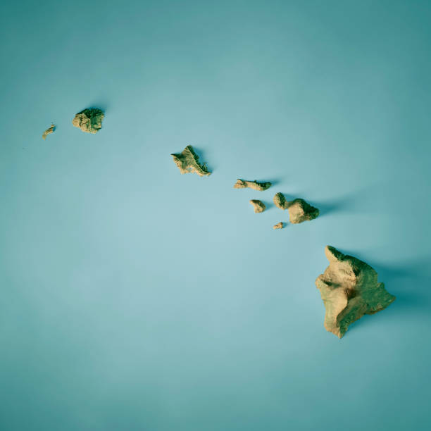 istock Hawaiian Islands Satellite Topographic Map 3D Render True Color 2184120085