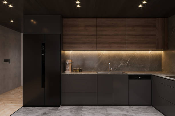 istock Modern Minimalist Kitchen Design with Sleek Cabinetry and Built-In Appliances 2184120116
