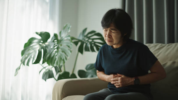 istock Mature woman having a stomachache. 2184122690