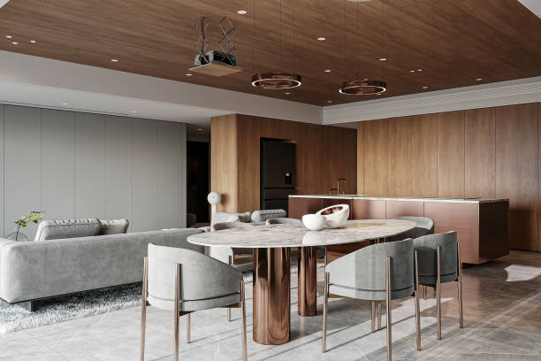 istock Modern Open-Concept Dining and Living Room with Contemporary Design 2184124301