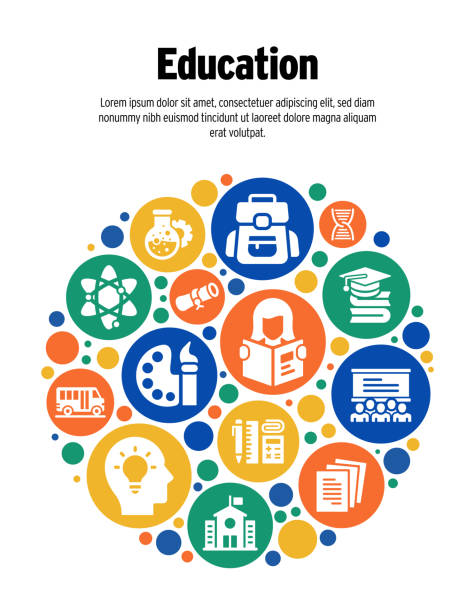 Education and School Related Vector Illustration. Student, Study, Knowledge, Book, University, College Education and School Related Vector Illustration. Student, Study, Knowledge, Book, University, College reading and writing icon stock illustrations