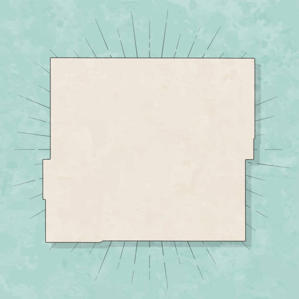 Map of Powder River County - Montana, in a trendy vintage style. Beautiful retro illustration with old textured paper and light rays in the background (colors used: blue, green, beige and black for the outline). Vector Illustration (EPS file, well layered and grouped). Easy to edit, manipulate, resize or colorize. Vector and Jpeg file of different sizes.