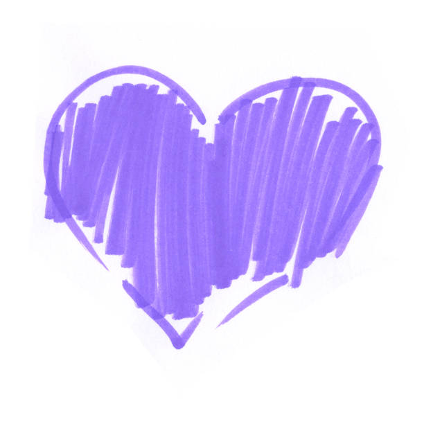 istock A bright purple heart, hand-drawn with a felt-tip pen. Heart, love, hand-drawn marker 2184135343