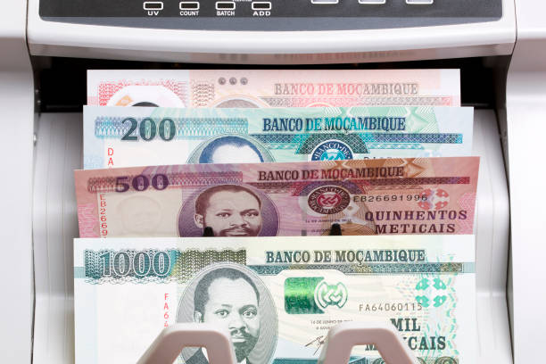 istock Mozambican metical in the counting machine 2184139439