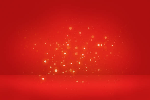 istock Red soft focus background with gold bokeh lights and sparkles. 2184142697