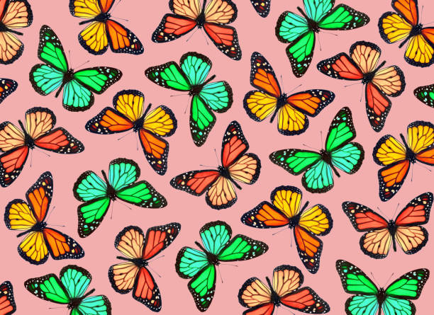 abstract pattern from colorful monarch butterflies. tropical butterfly ornament