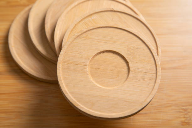 istock Wooden saucers for coffee cup. 2184144398