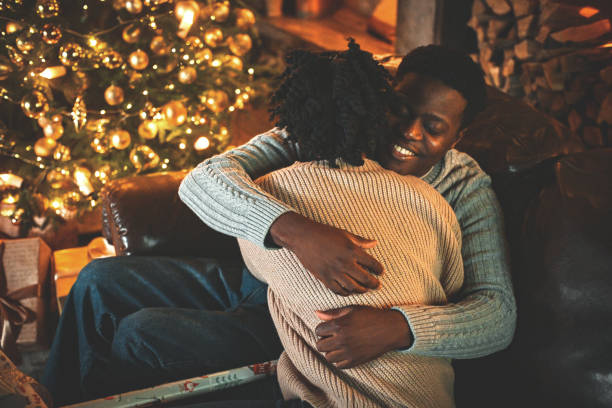 istock Young couple celebrate christmas 2184144994