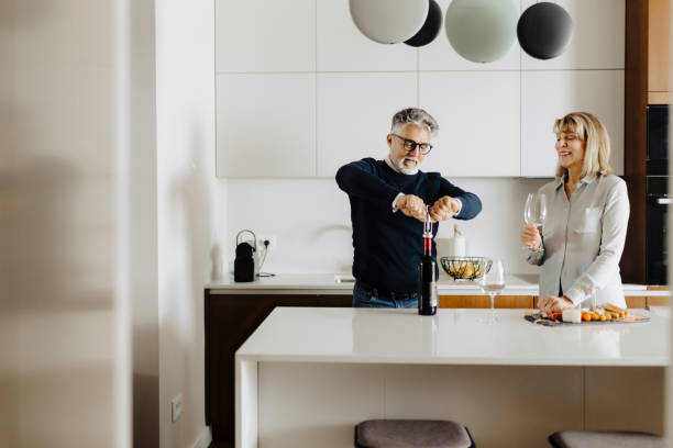istock Senior couple dating at home 2184147795