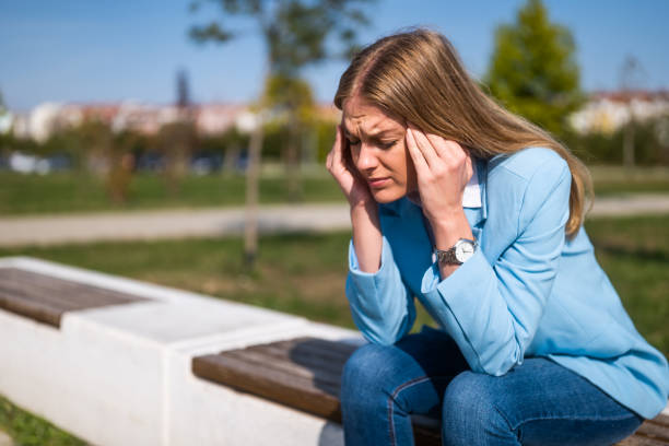 istock Businesswoman having a headache 2184151771