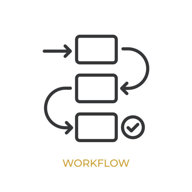 ilustraciones, imágenes clip art, dibujos animados e iconos de stock de icono de línea de glifo de flujo de trabajo. icono de línea fina que se puede aplicar en cualquier lugar, simple, pixel perfecto y estilo moderno - flujograma
