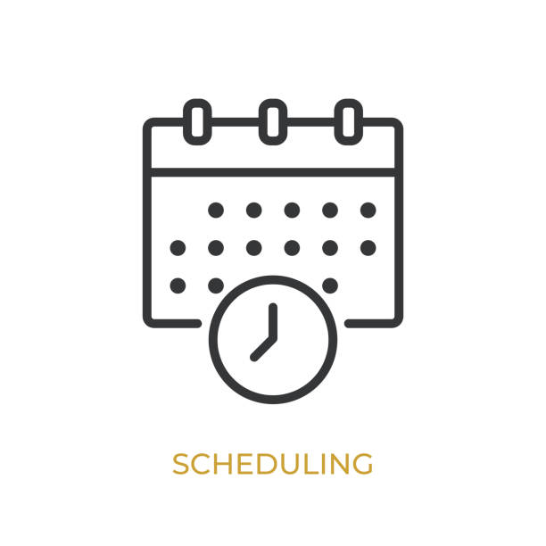 ilustrações de stock, clip art, desenhos animados e ícones de scheduling glyph line icon. thin line icon that can be applied anywhere, simple, pixel perfect and modern style - agenda pessoal