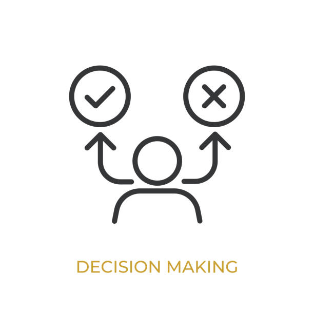 stockillustraties, clipart, cartoons en iconen met decision making glyph line icon. thin line icon that can be applied anywhere, simple, pixel perfect and modern style - beslissingen